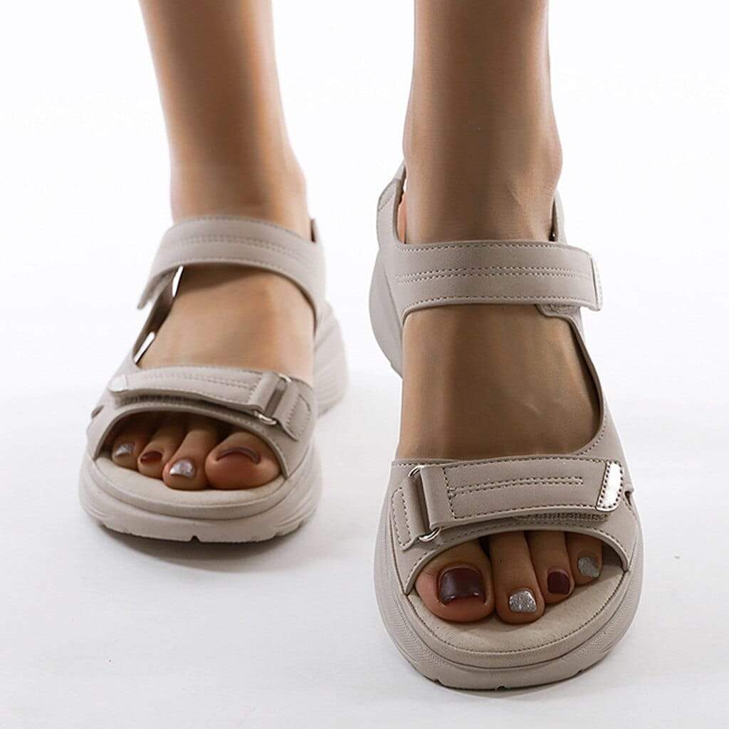 Dame Platform Sandaler - Åben Tå Hook-and-Loop Rem Sandaler