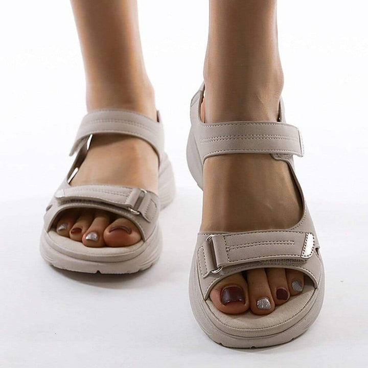 Dame Platform Sandaler - Åben Tå Hook-and-Loop Rem Sandaler