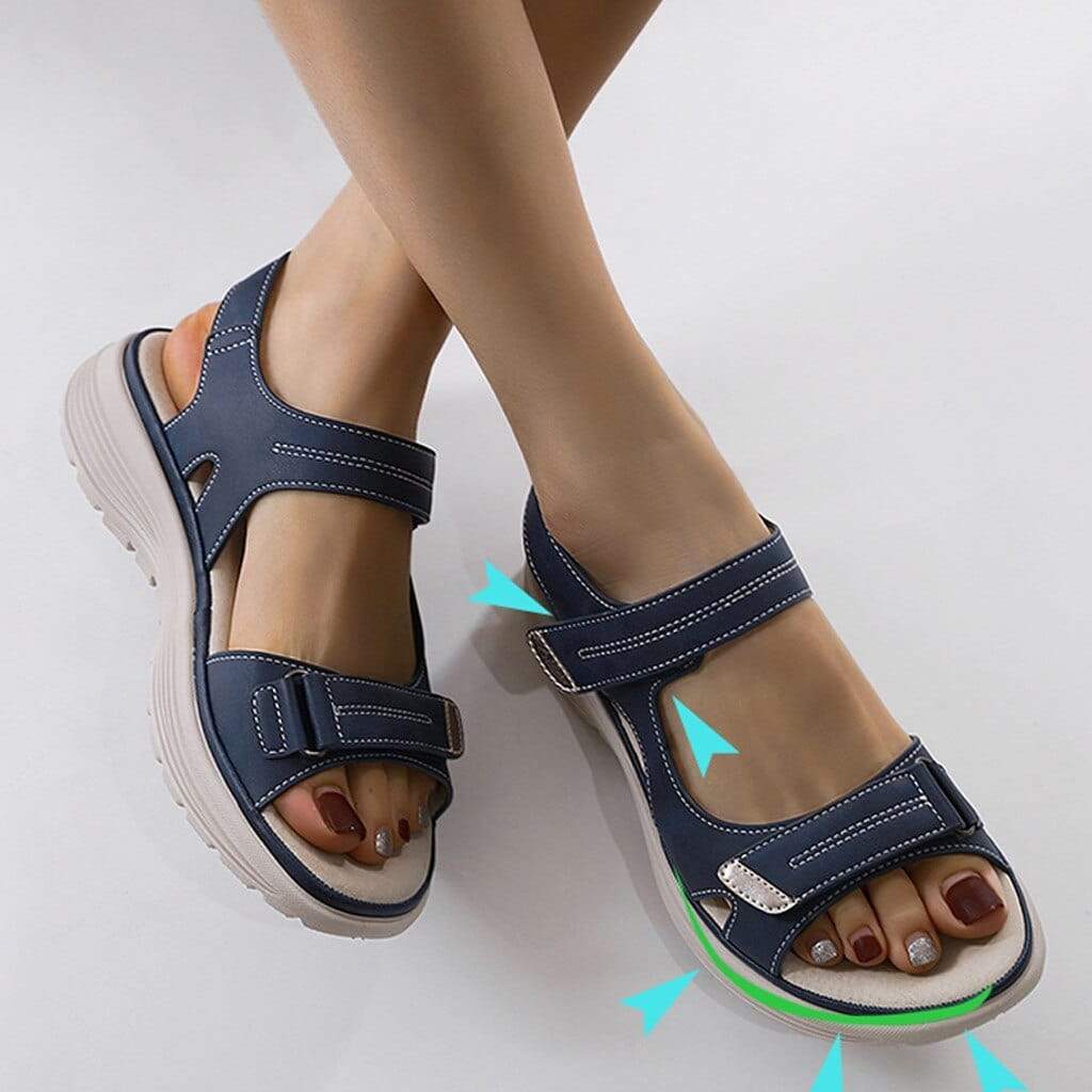 Dame Platform Sandaler - Åben Tå Hook-and-Loop Rem Sandaler