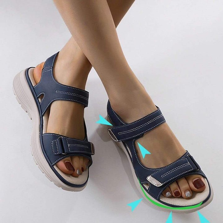 Dame Platform Sandaler - Åben Tå Hook-and-Loop Rem Sandaler