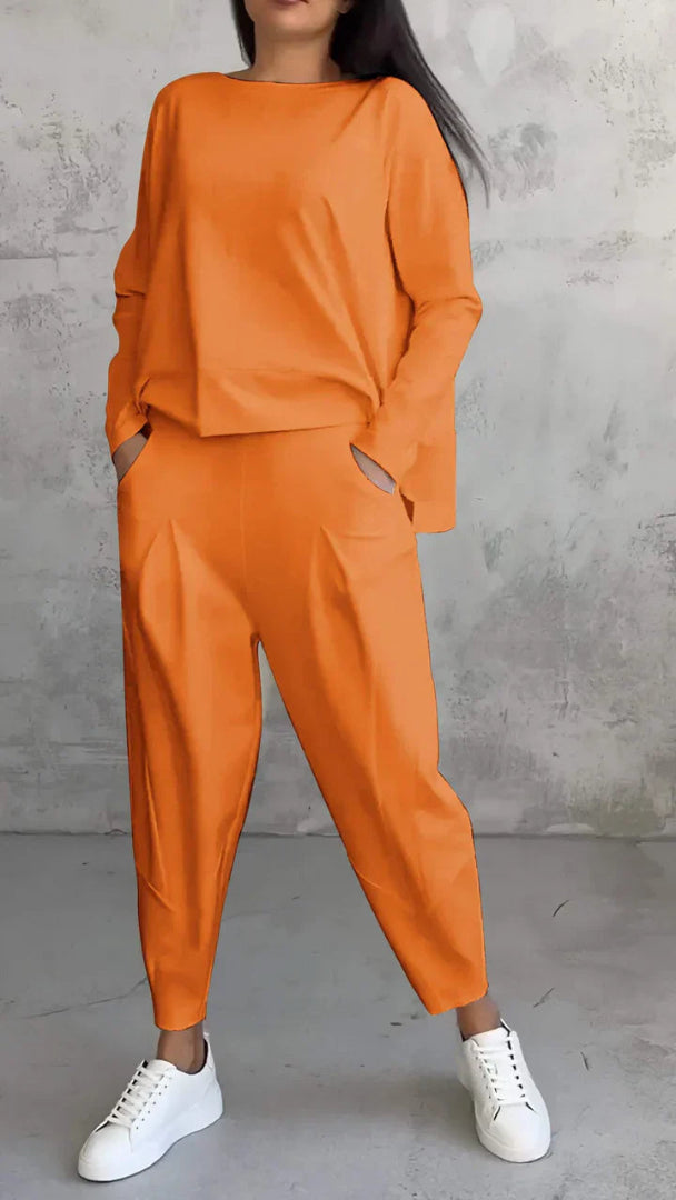 Damesæt med To Dele – Sweatshirt med Rund Hals og Joggingbukser