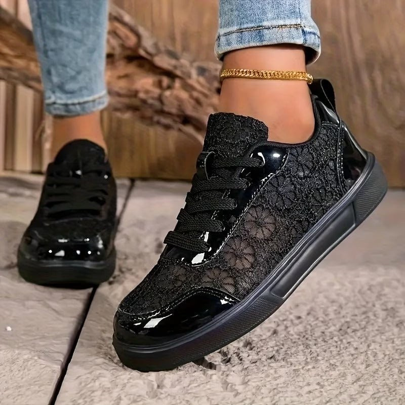 Damesschoenen – low-top met kanten patroon