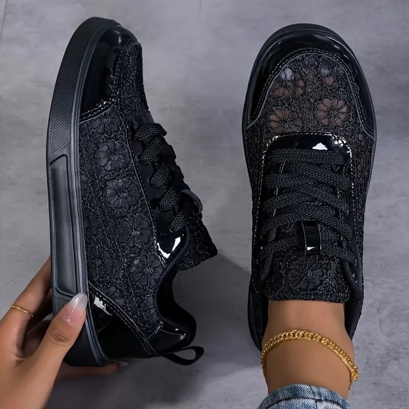 Damesschoenen – low-top met kanten patroon