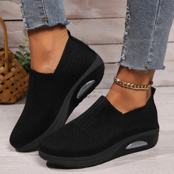 Damesneakers uden snørebånd - Platformsål med luftbobleenhed