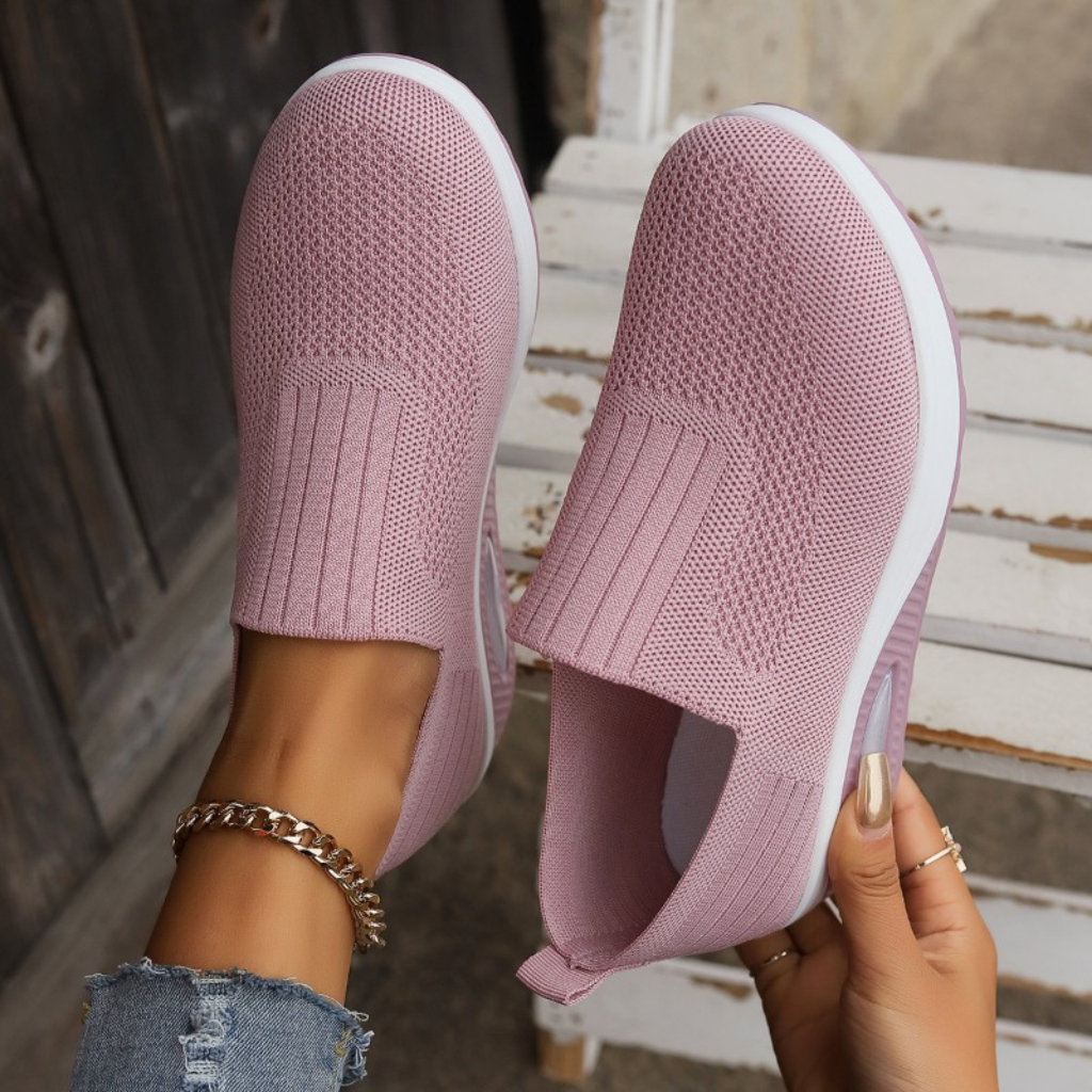 Damesneakers uden snørebånd - Platformsål med luftbobleenhed