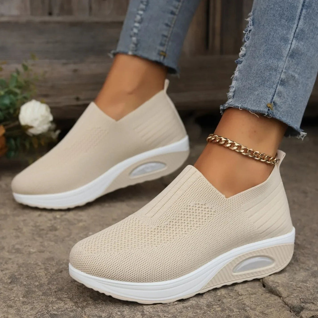 Damesneakers uden snørebånd - Platformsål med luftbobleenhed