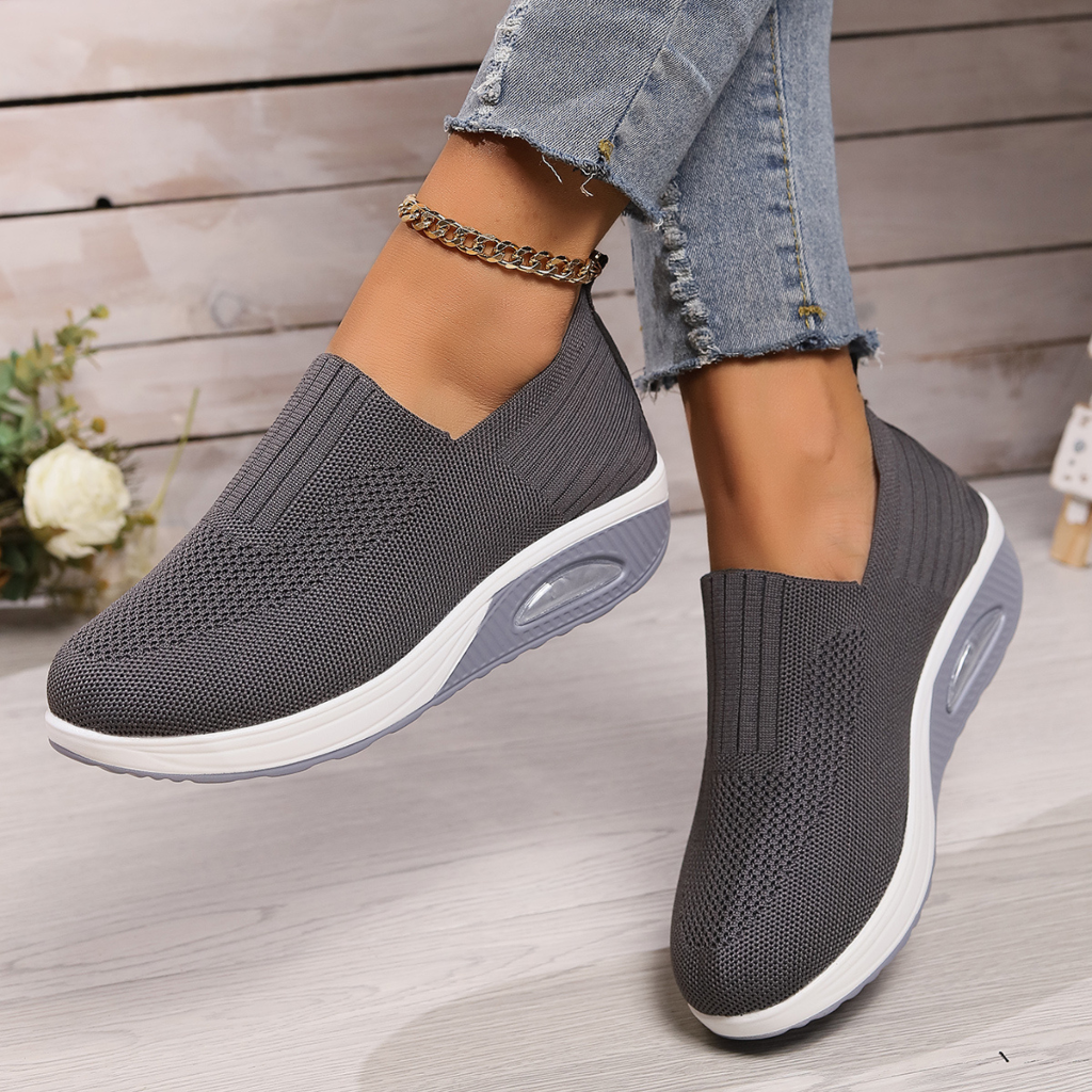 Damesneakers uden snørebånd - Platformsål med luftbobleenhed