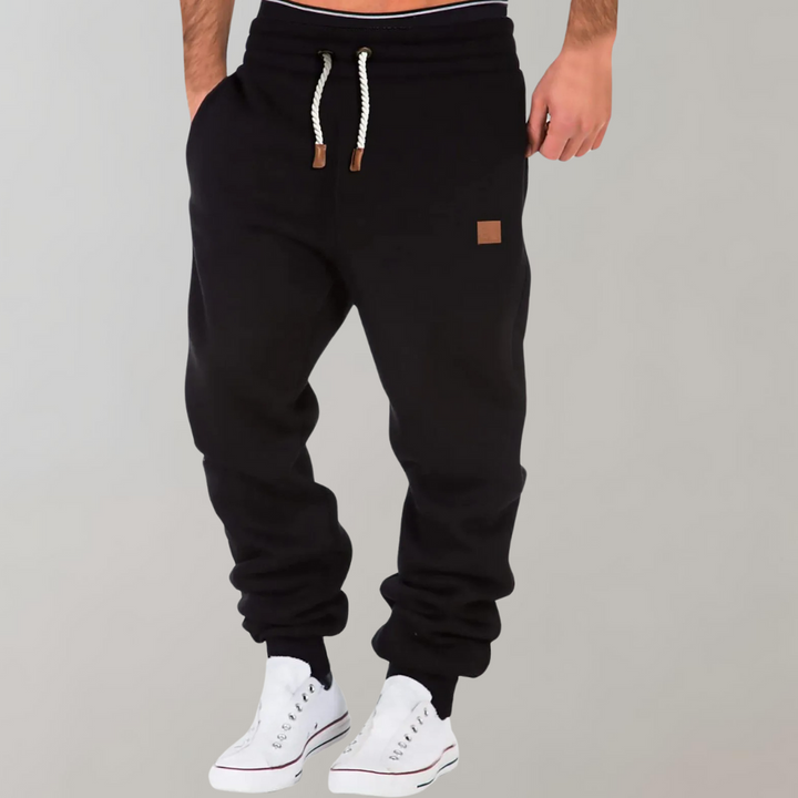 Herre Baggy Joggingbukser i Fleece - Ribkant ved Ankler og Talje med Snøre