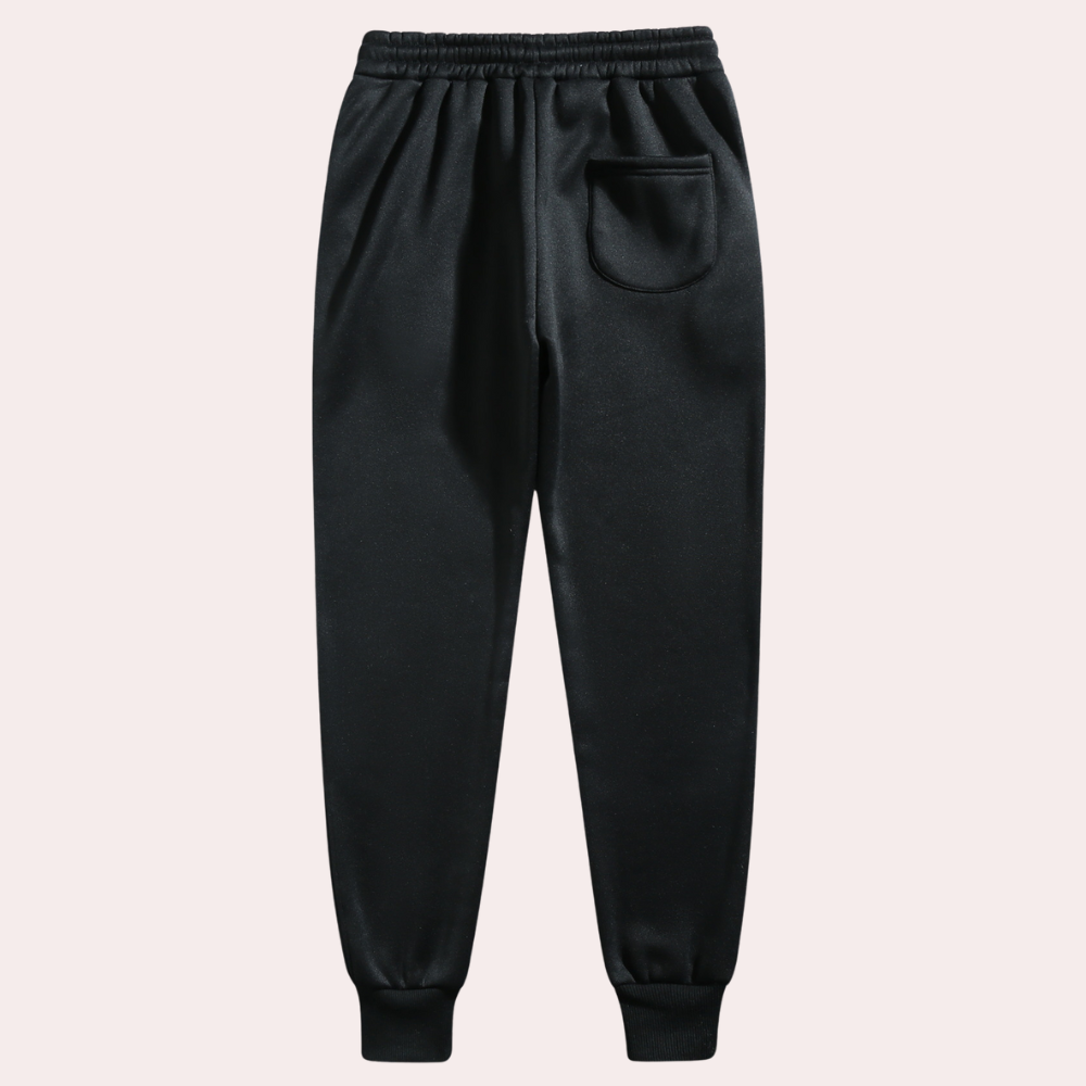 Herre Baggy Joggingbukser i Fleece - Ribkant ved Ankler og Talje med Snøre