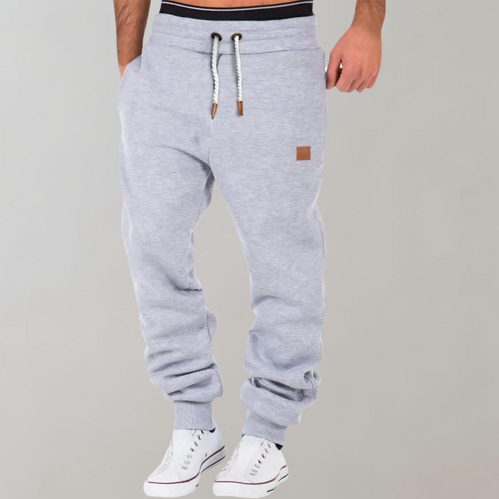 Herre Baggy Joggingbukser i Fleece - Ribkant ved Ankler og Talje med Snøre