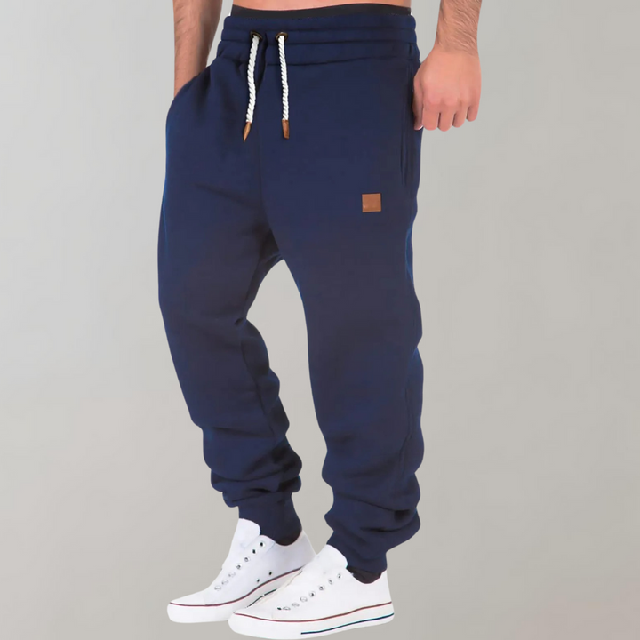 Herre Baggy Joggingbukser i Fleece - Ribkant ved Ankler og Talje med Snøre