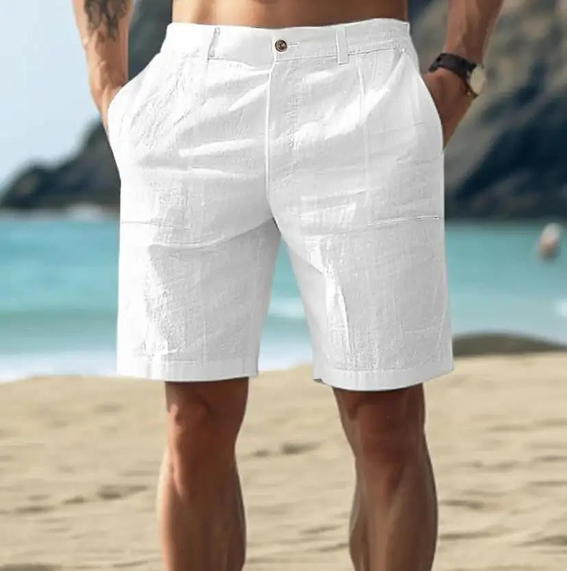 Herre Chinoshorts - Flad Front Med Knaplukning