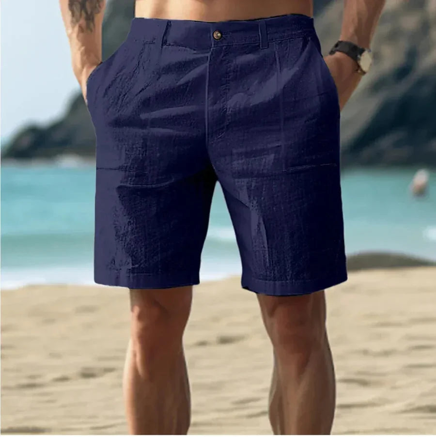 Herre Chinoshorts - Flad Front Med Knaplukning