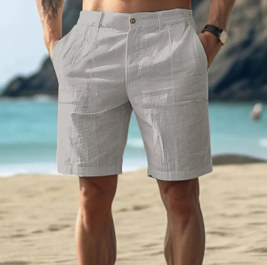 Herre Chinoshorts - Flad Front Med Knaplukning