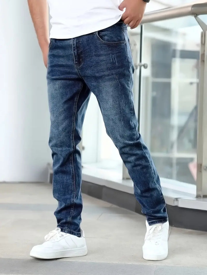 Herre Jeans Med Lige Ben - Vasket Finish Med Whiskers