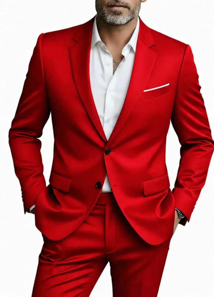 Herre To Delt Sæt med Klaprevers - Blazer med Enkelt Række Knapper