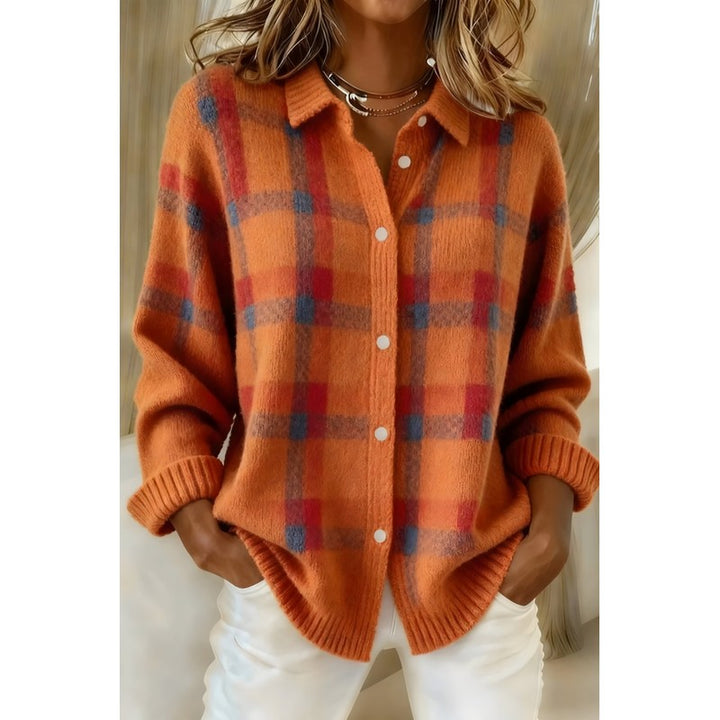 Cardigan med skotskternet mønster - Oversized fit