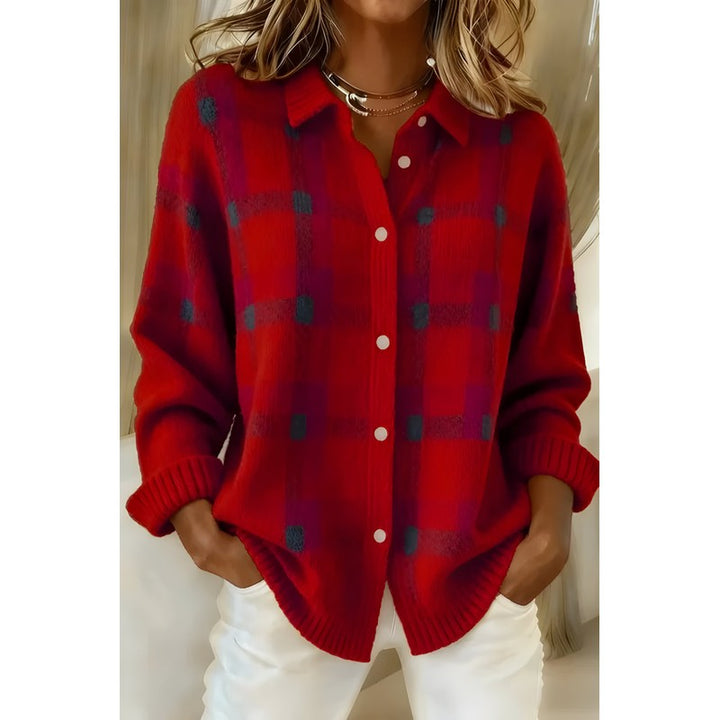 Cardigan med skotskternet mønster - Oversized fit
