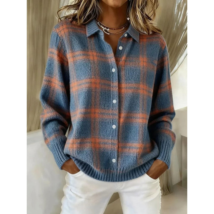 Cardigan med skotskternet mønster - Oversized fit