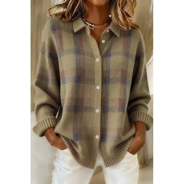 Cardigan med skotskternet mønster - Oversized fit