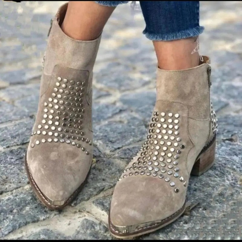 Dame Ankle Boots - Spids Tå og Studie Detaljer