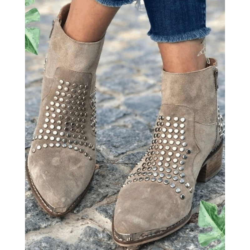 Dame Ankle Boots - Spids Tå og Studie Detaljer