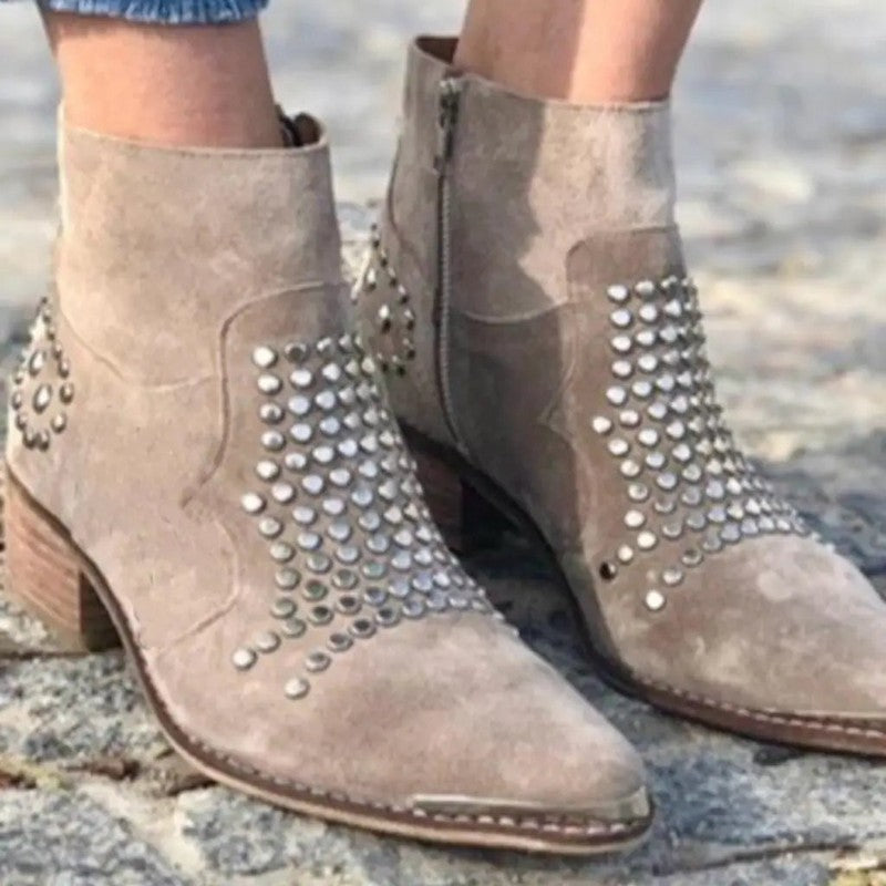 Dame Ankle Boots - Spids Tå og Studie Detaljer