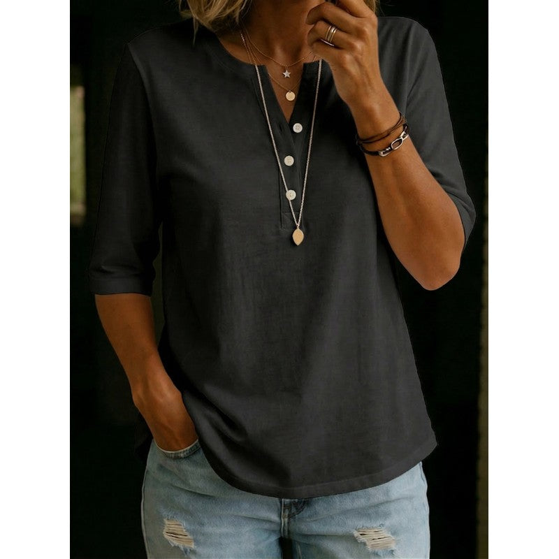 Dame Henley Top - Løst fit