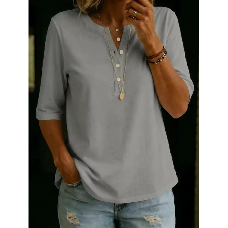 Dame Henley Top - Løst fit