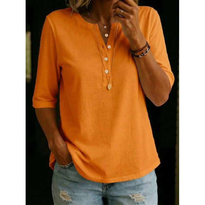 Dame Henley Top - Løst fit