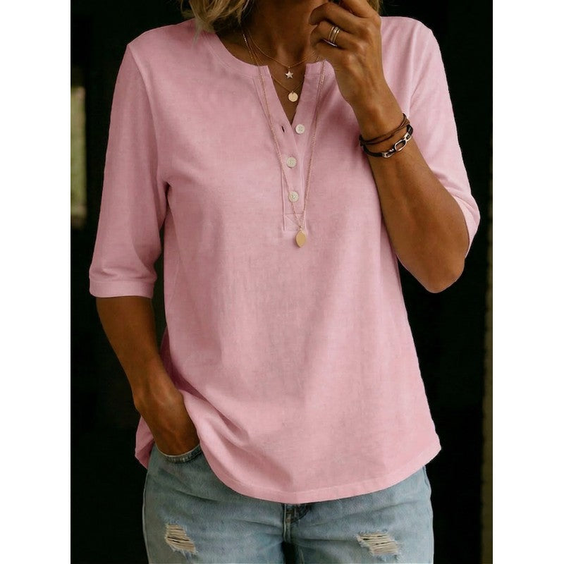 Dame Henley Top - Løst fit