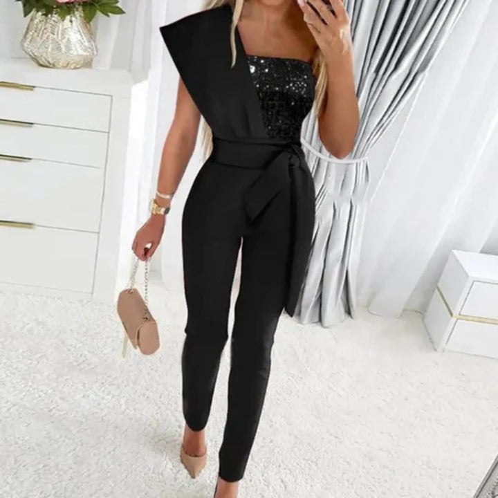 Dame Jumpsuit med Ét Skulderparti - Slim Fit Bukseben