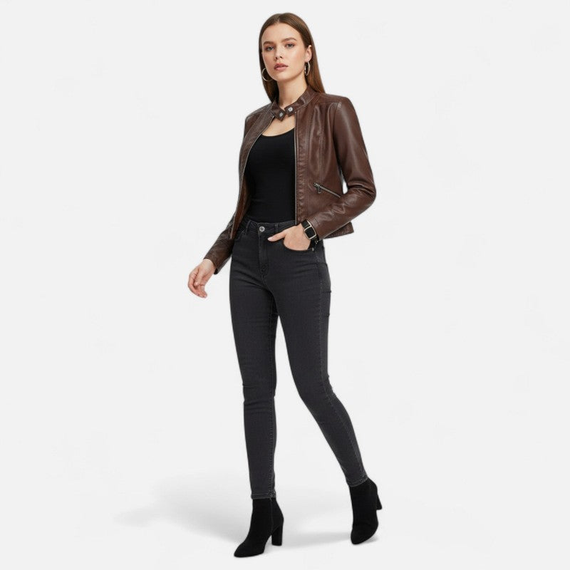Damejakke - Cropped Med Zip