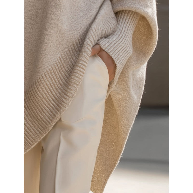 Dameoversize sweater - Langærmet med ribbed kanter