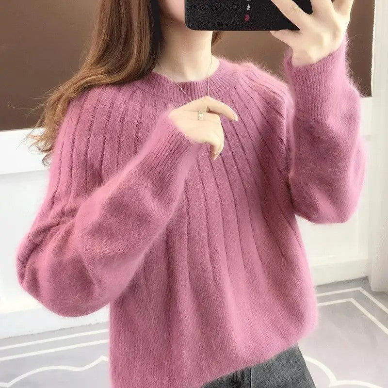 Damepullover med oversize fit - Fluffy strik