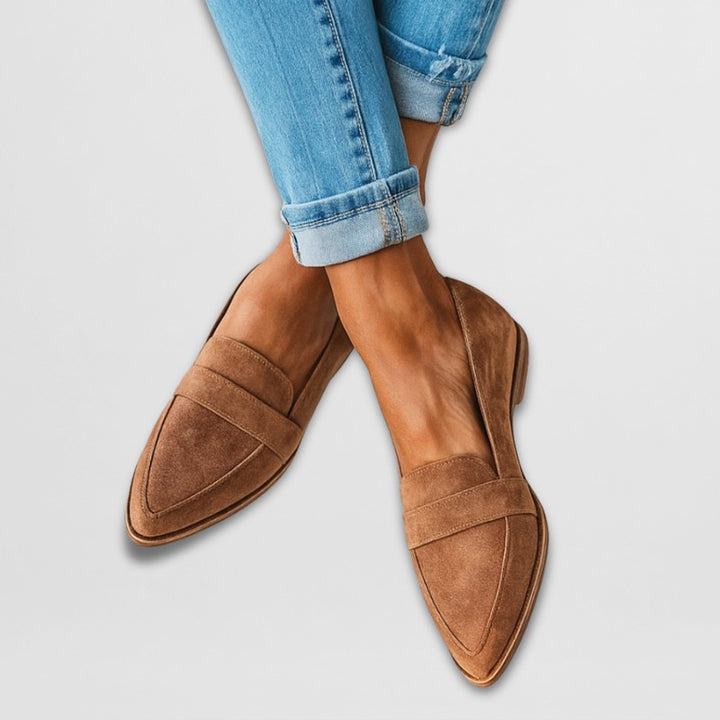 Damer Loafers - Spidse Slip-On med Remdetalje