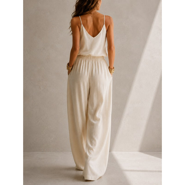 Damernes tre-delte sæt - Cardigan, camisole og vidbukser