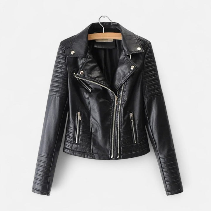 Dames Bikerjakke - Asymmetrisk Lynlås og Notched Lapel