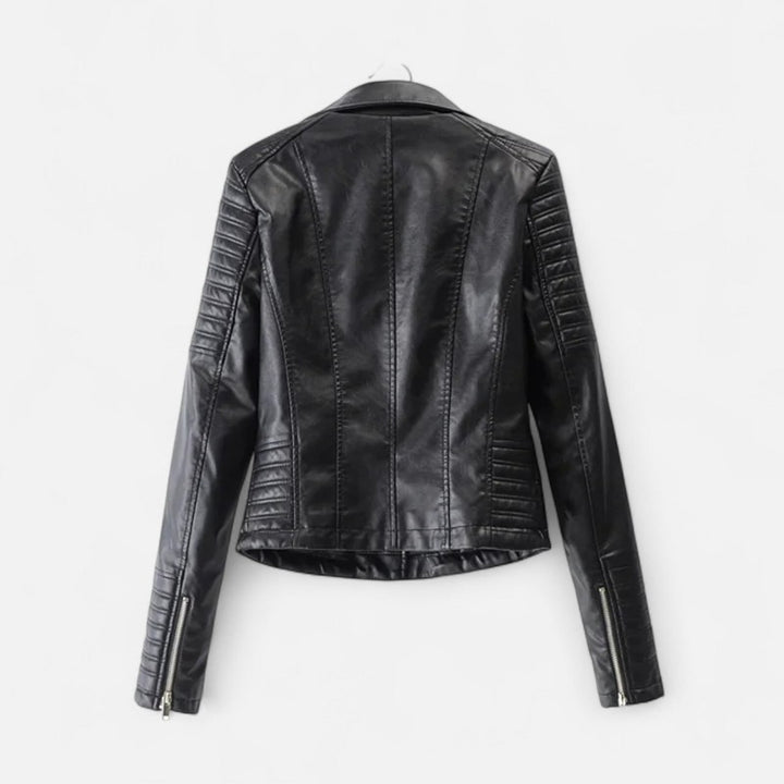 Dames Bikerjakke - Asymmetrisk Lynlås og Notched Lapel