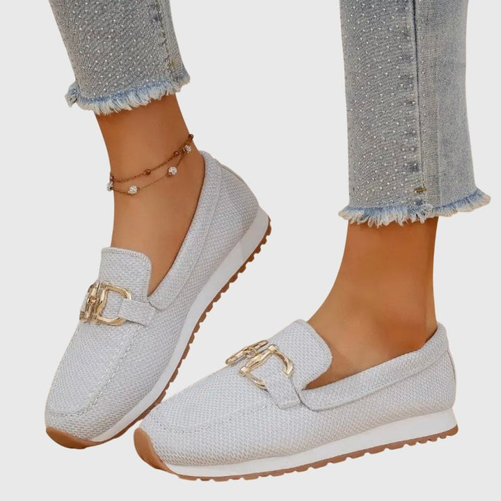 Dames læderløbesko - slip-on