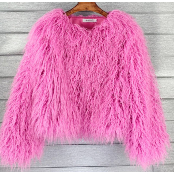 Dames sweater med lang luvet tekstur
