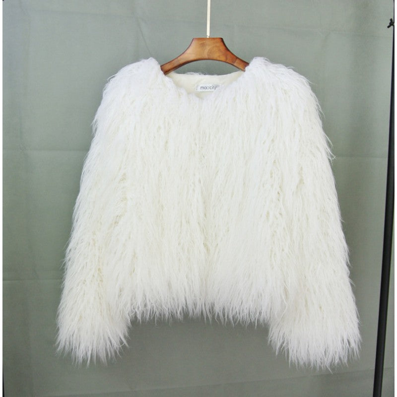 Dames sweater med lang luvet tekstur