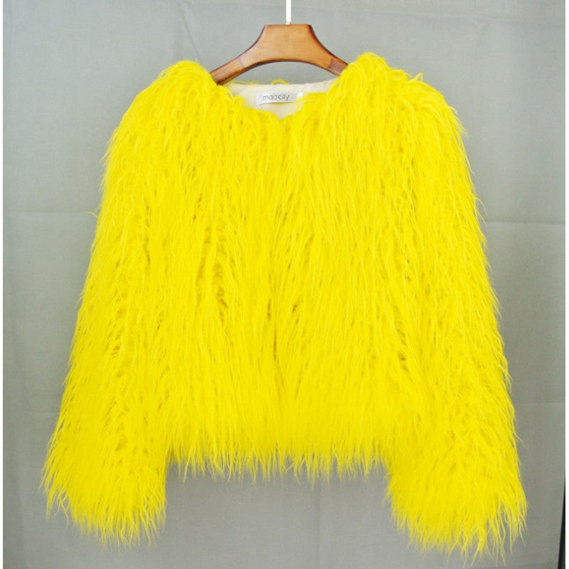 Dames sweater med lang luvet tekstur