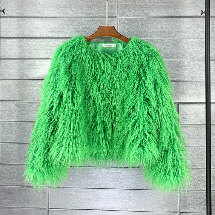 Dames sweater med lang luvet tekstur