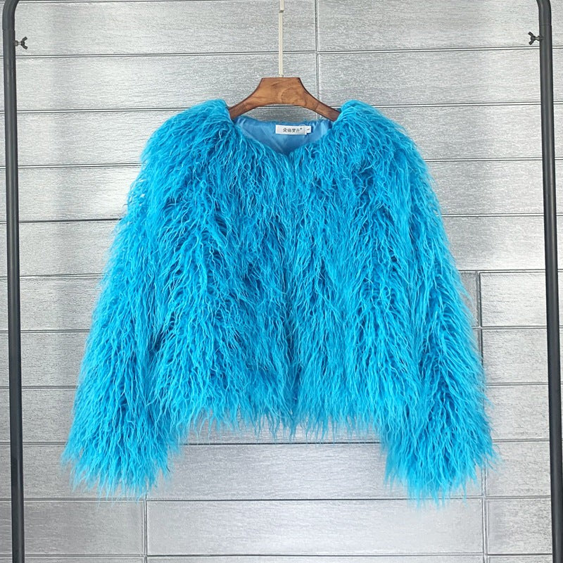 Dames sweater med lang luvet tekstur