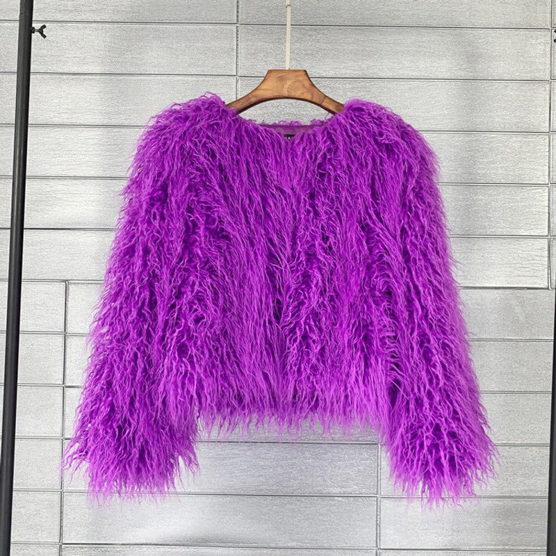 Dames sweater med lang luvet tekstur