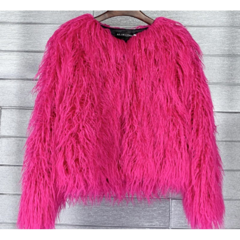 Dames sweater med lang luvet tekstur