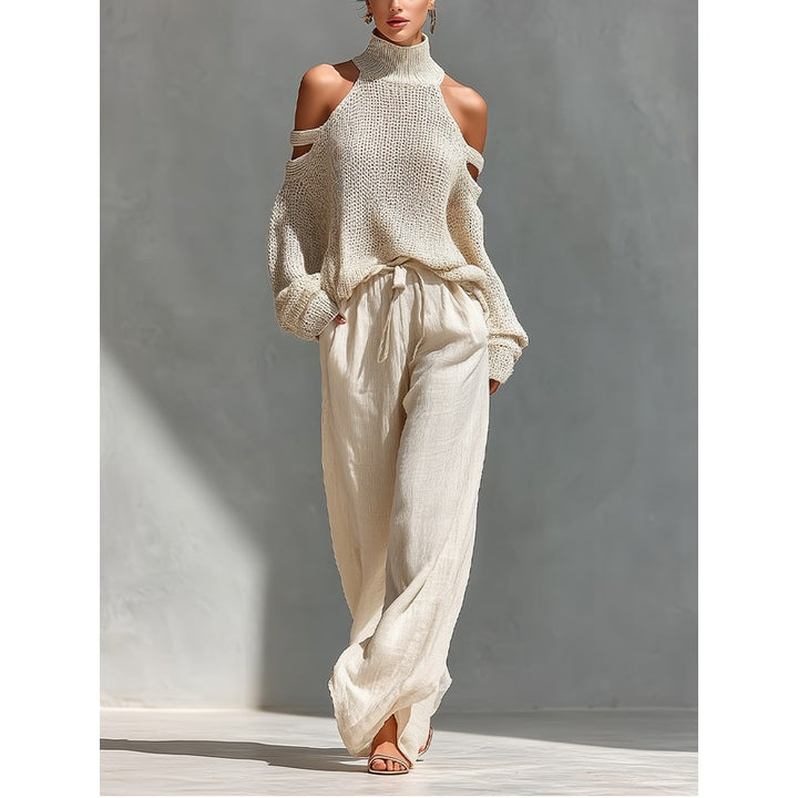 Dames Tweedelige Set - Oversized Top og Vidde Bukser