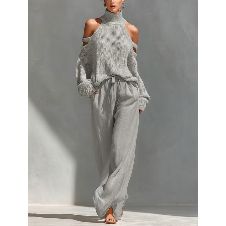 Dames Tweedelige Set - Oversized Top og Vidde Bukser