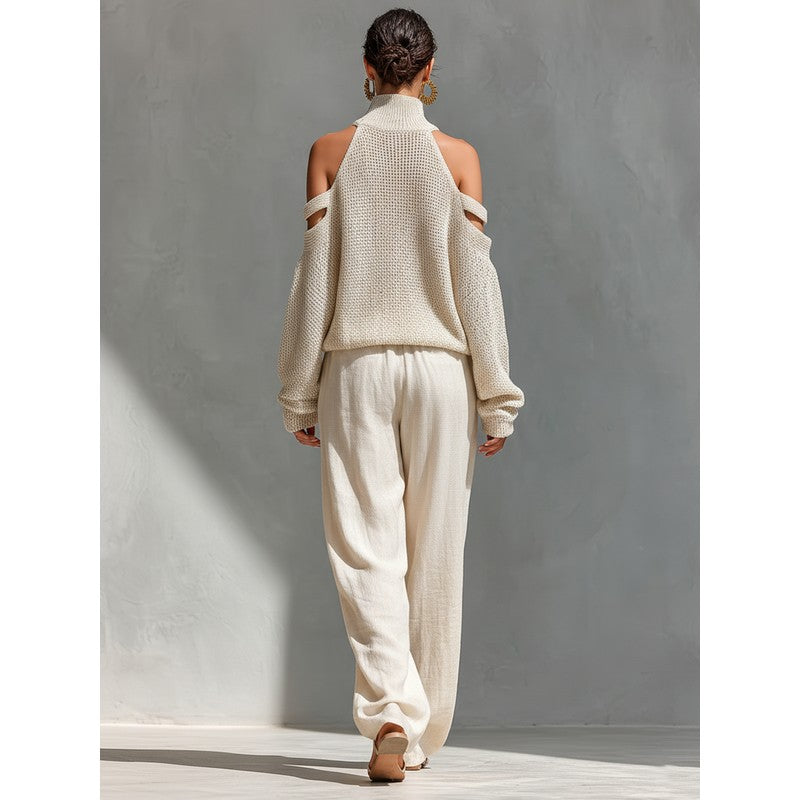 Dames Tweedelige Set - Oversized Top og Vidde Bukser